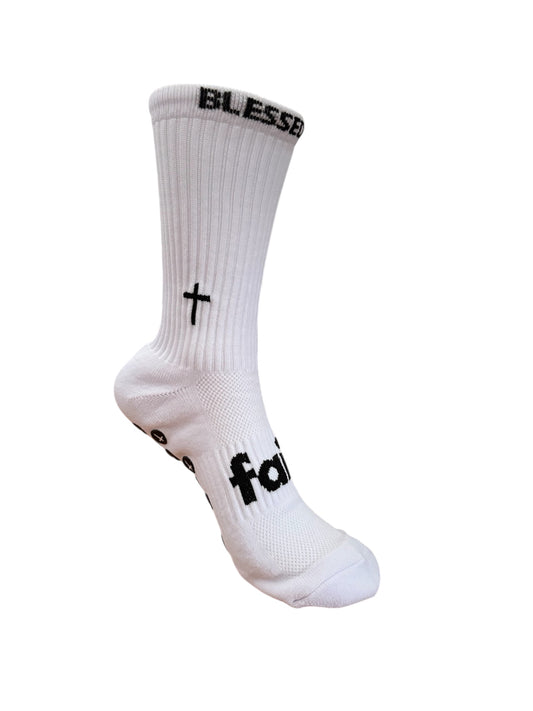 BLESSED2BALL PERFORMANCE GRIP SOCKS WHITE